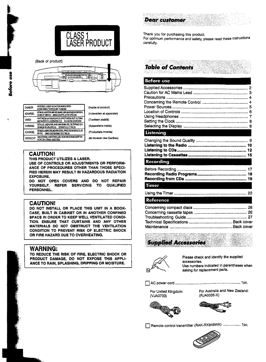 Panasonic RX-ES30 manual 