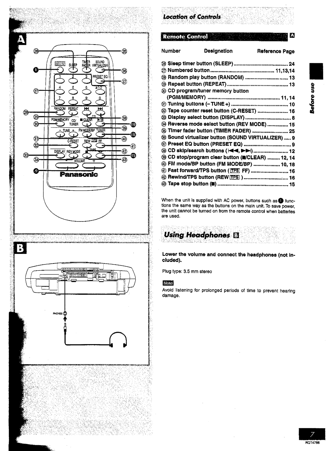 Panasonic RX-ES30 manual 