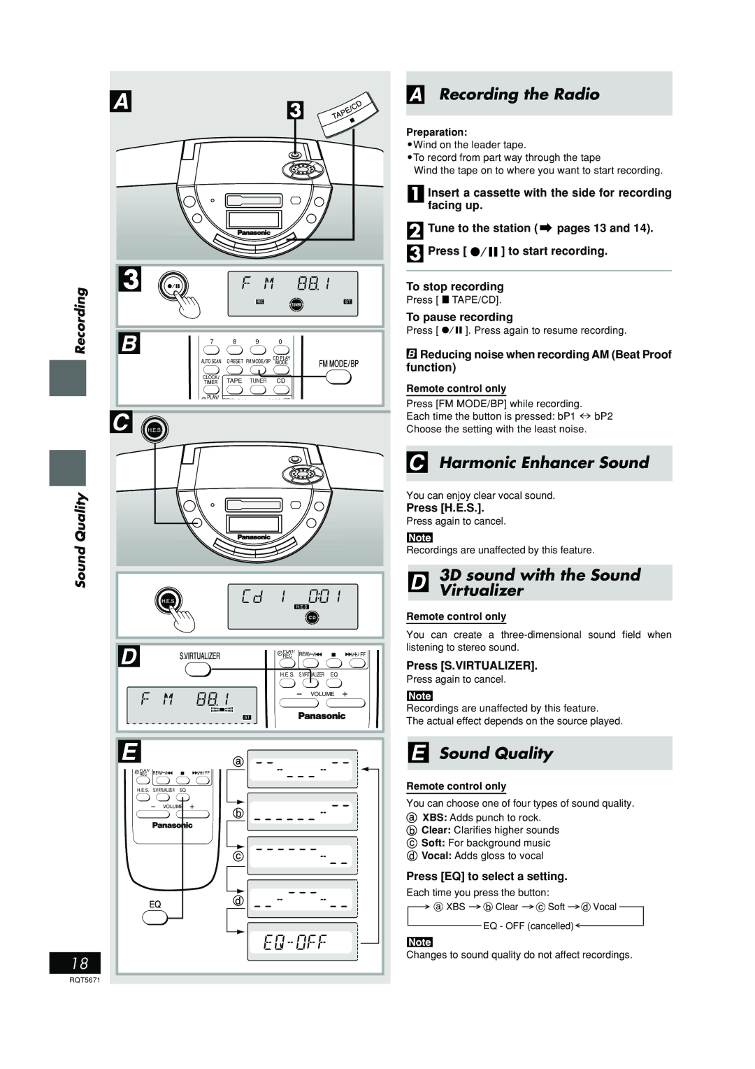 Panasonic RX-EX1 Recording the Radio, Harmonic Enhancer Sound, 3D sound with the Sound Virtualizer, Sound Quality 