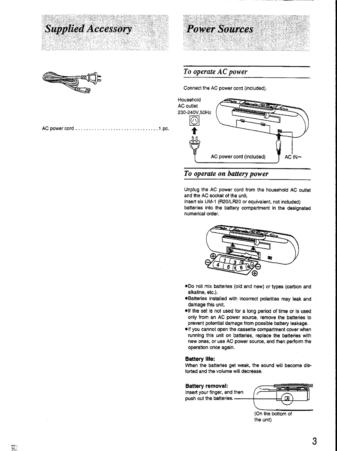 Panasonic RX-FT530 manual 