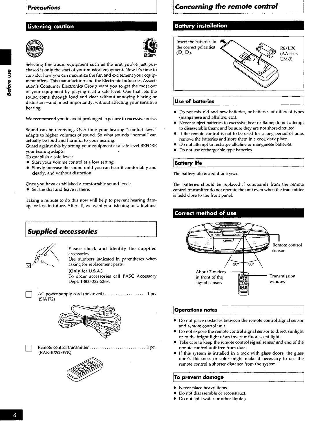 Panasonic RXDS27 manual 