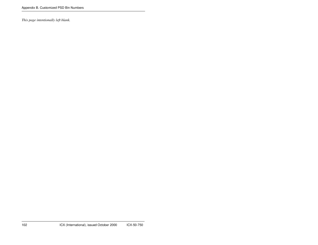 Panasonic S-ICX manual Appendix B. Customized PSD Bin Numbers 