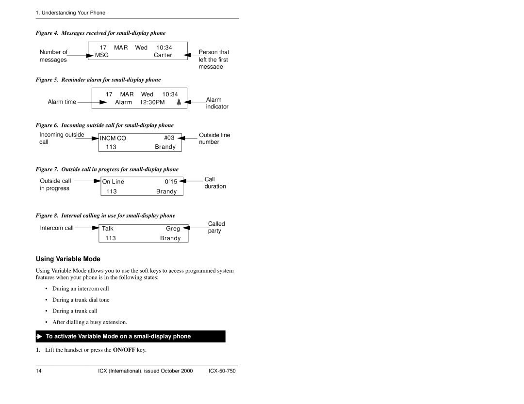 Panasonic S-ICX manual Using Variable Mode, To activate Variable Mode on a small-display phone 