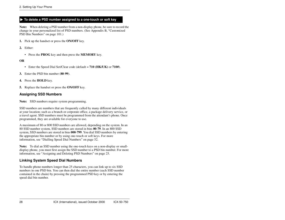 Panasonic S-ICX manual Assigning SSD Numbers, Linking System Speed Dial Numbers 