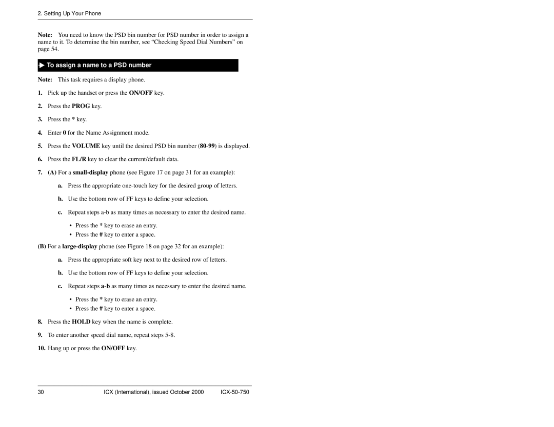 Panasonic S-ICX manual To assign a name to a PSD number 