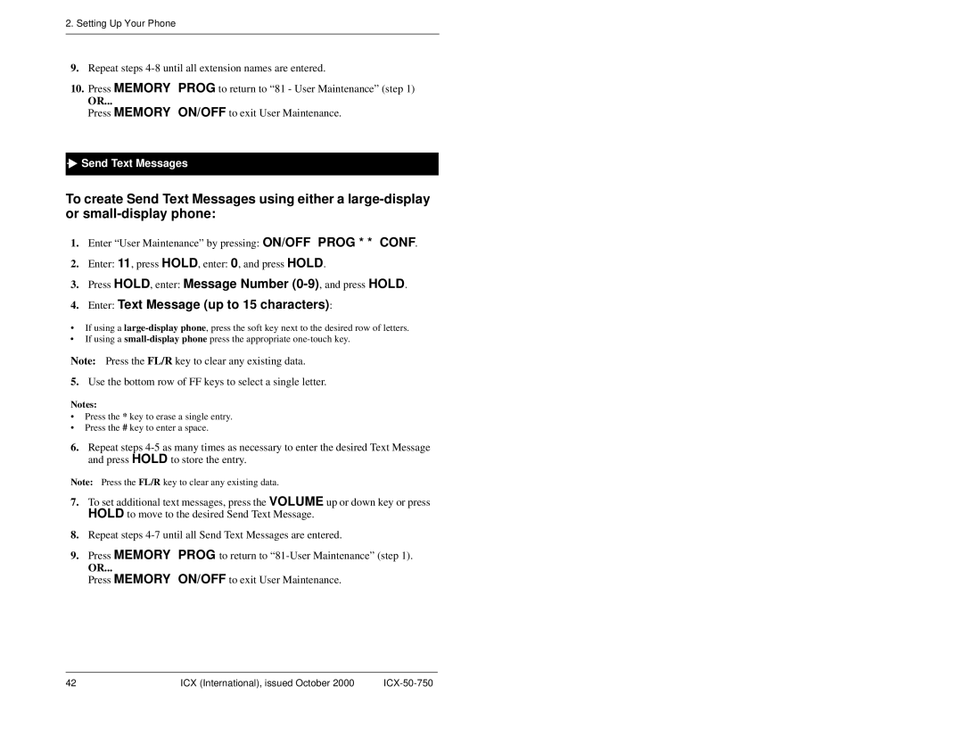 Panasonic S-ICX manual Enter Text Message up to 15 characters, Send Text Messages 