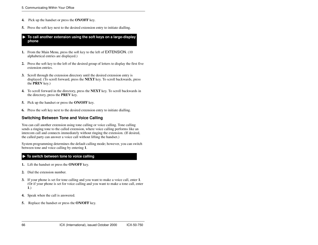 Panasonic S-ICX manual Switching Between Tone and Voice Calling, To switch between tone to voice calling 