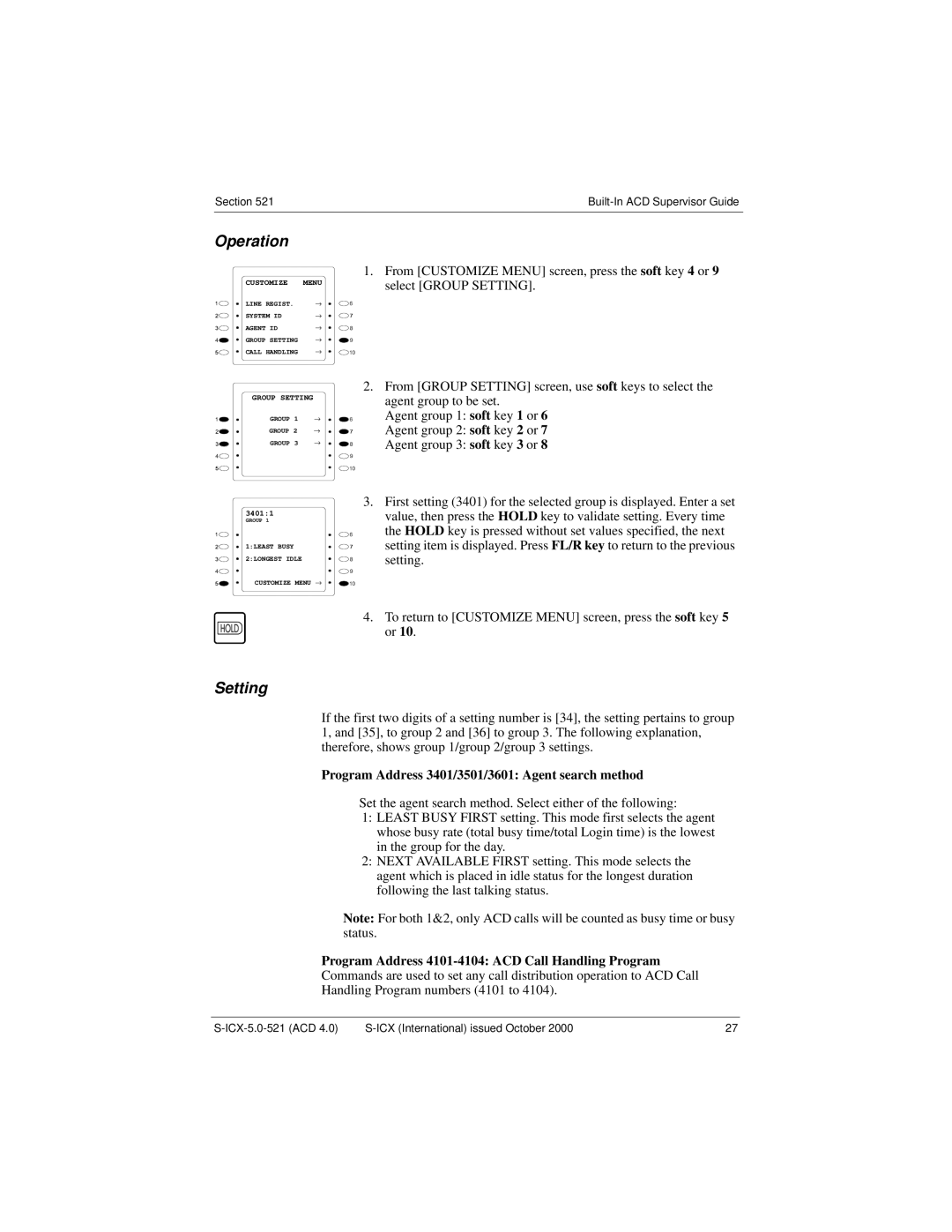 Panasonic S-ICX technical manual Program Address 3401/3501/3601 Agent search method 