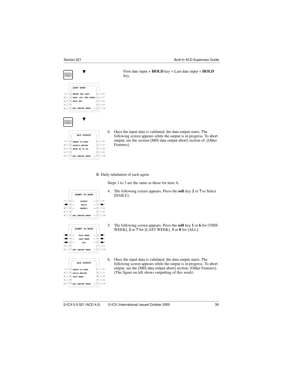 Panasonic S-ICX technical manual First date input + Hold key + Last date input + Hold key 