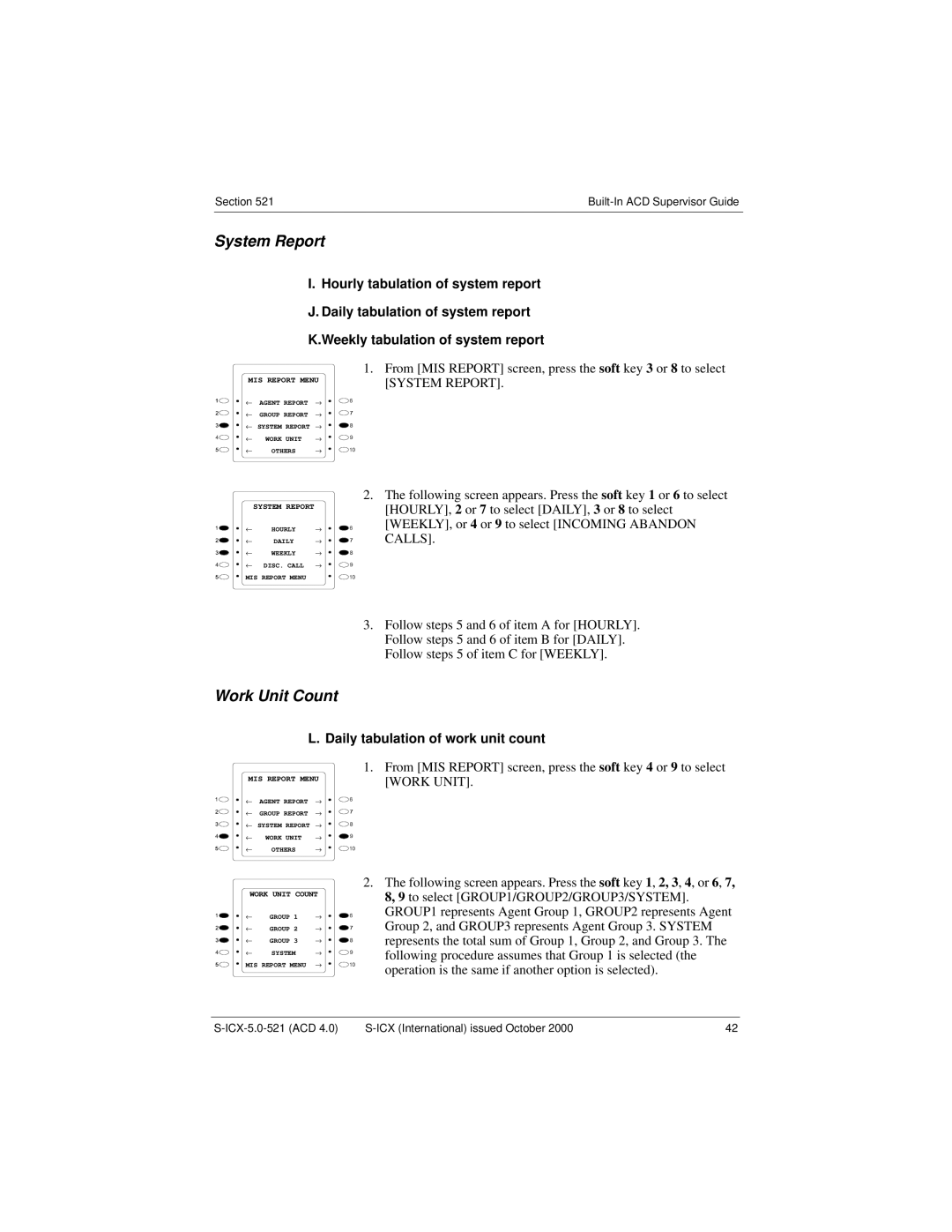 Panasonic S-ICX technical manual System Report, Work Unit Count, Daily tabulation of work unit count 