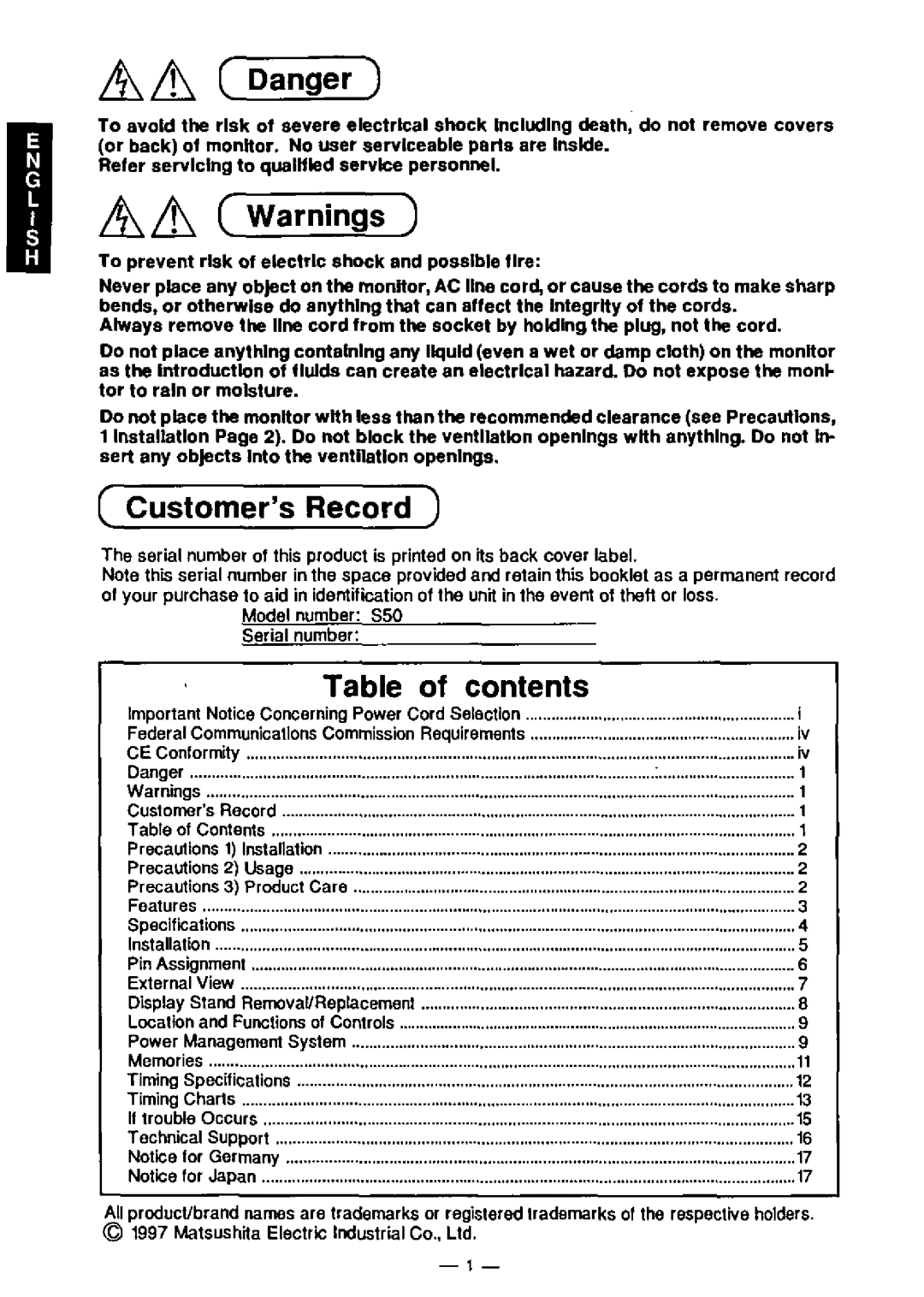 Panasonic S50 manual 