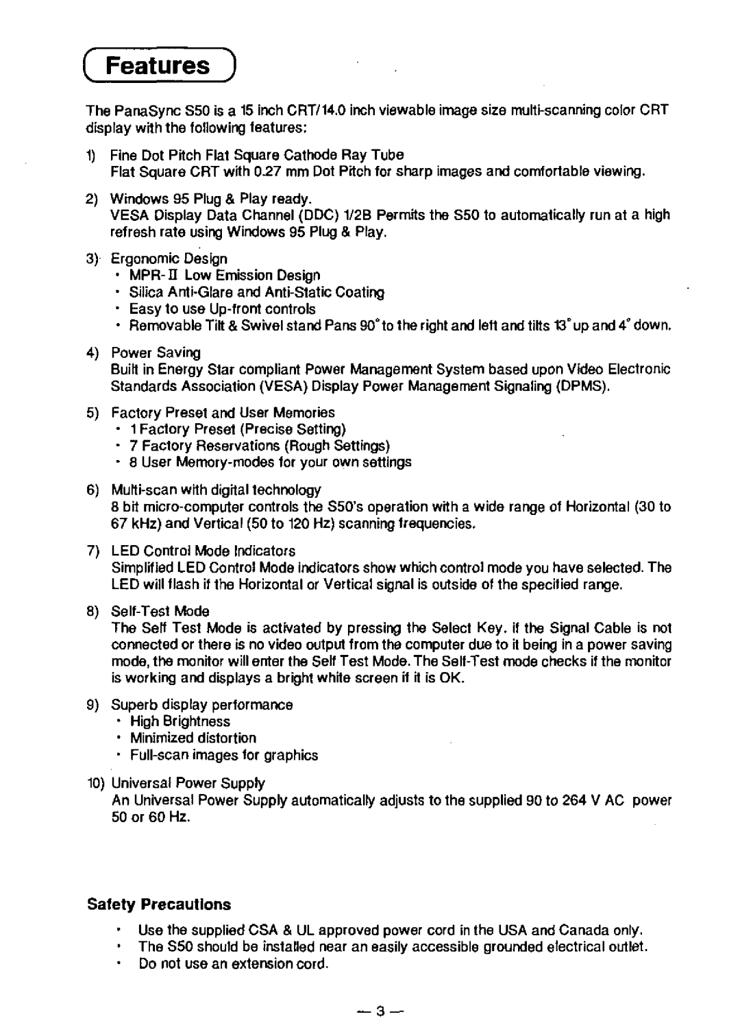 Panasonic S50 manual 