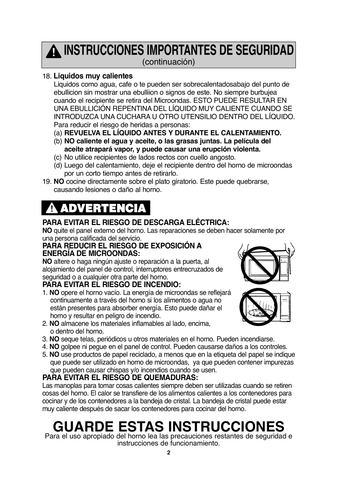 Panasonic S955, S754, S954 Instrucciones Importantes DE Seguridad, Revuelva EL Líquido Antes Y Durante EL Calentamiento 