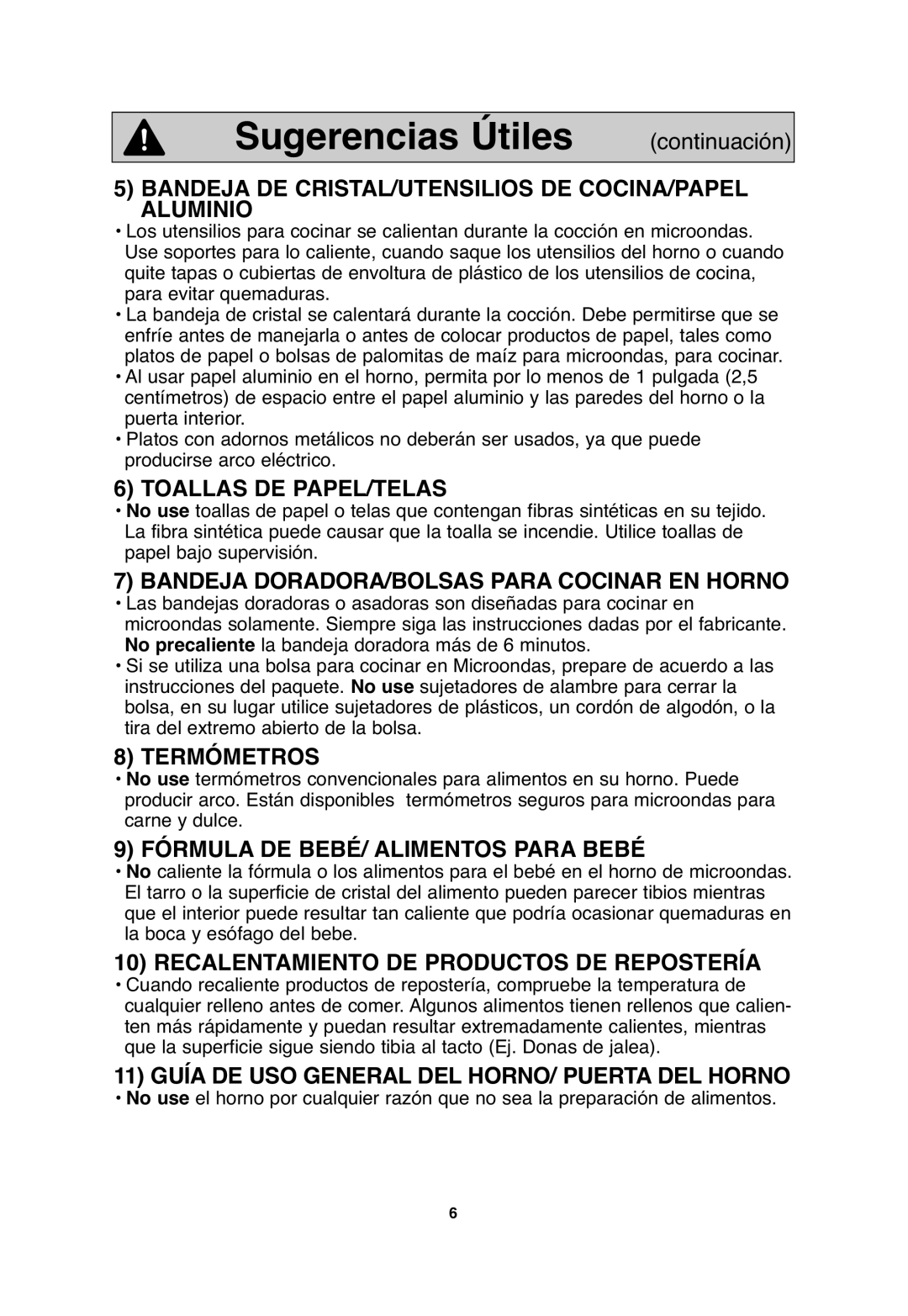 Panasonic S955, S754, S954, SA746 important safety instructions Sugerencias Útiles 