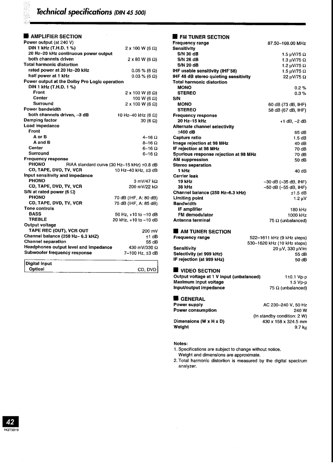 Panasonic SA-DX930 manual 