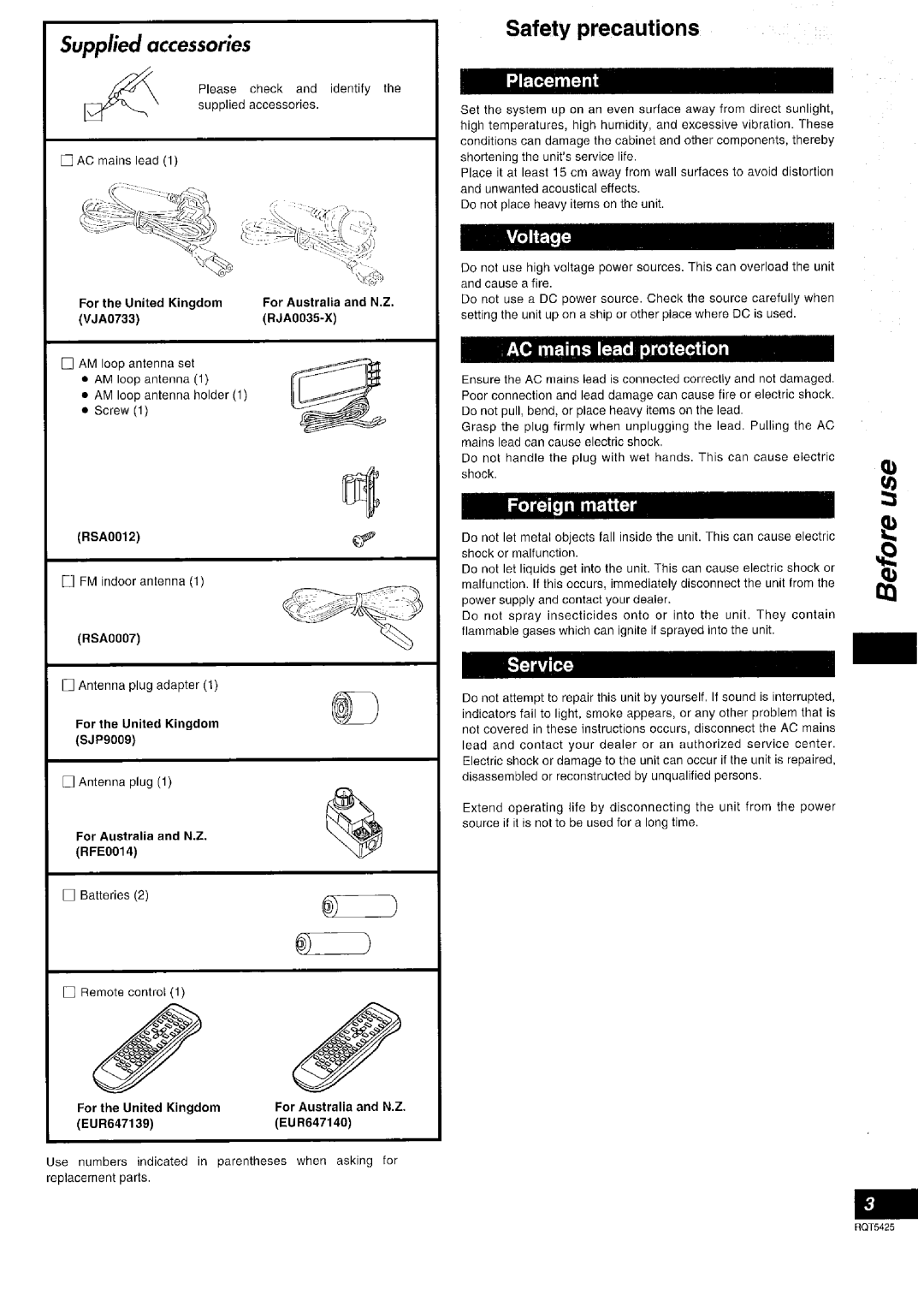 Panasonic SA-DX940 manual 