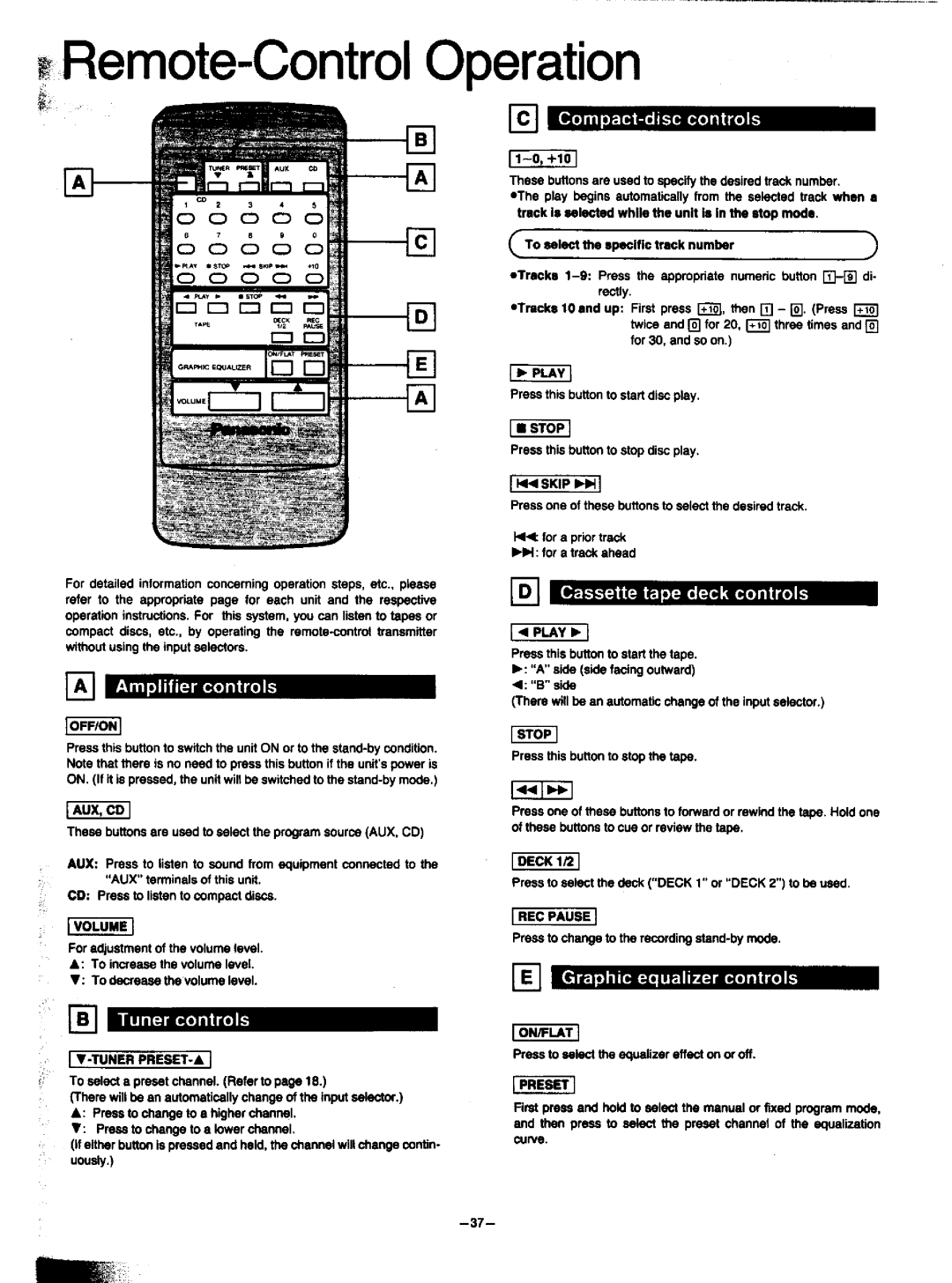 Panasonic SA-HD52 manual 