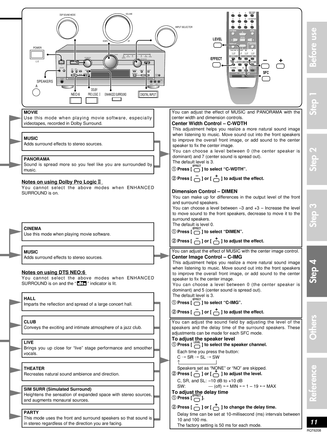 Panasonic SA-HE100 Center Width Control C-WDTH, Dimension Control Dimen, Center Image Control C-IMG 