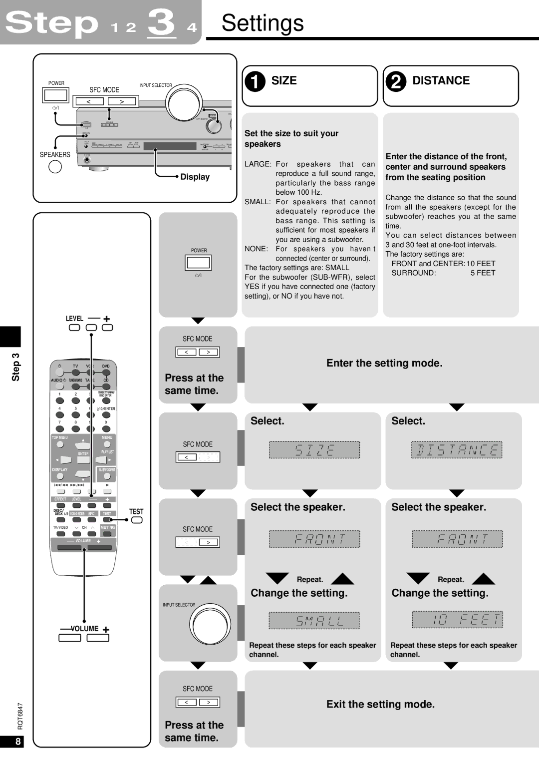 Panasonic SA-HE75 important safety instructions 3 4 Settings 