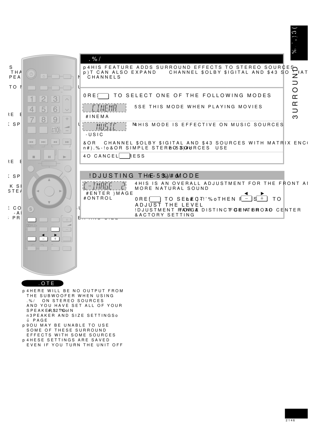 Panasonic SA-XR58 Surround sound English, Adjusting the NEO6 Music mode, Press NEO6 to select one of the following modes 