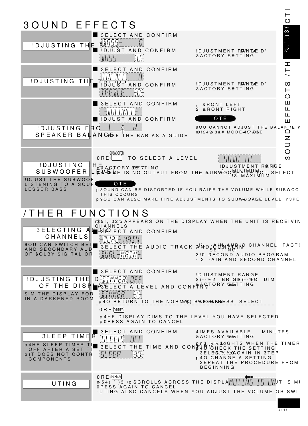 Panasonic SA-XR58 manual Sound effects 