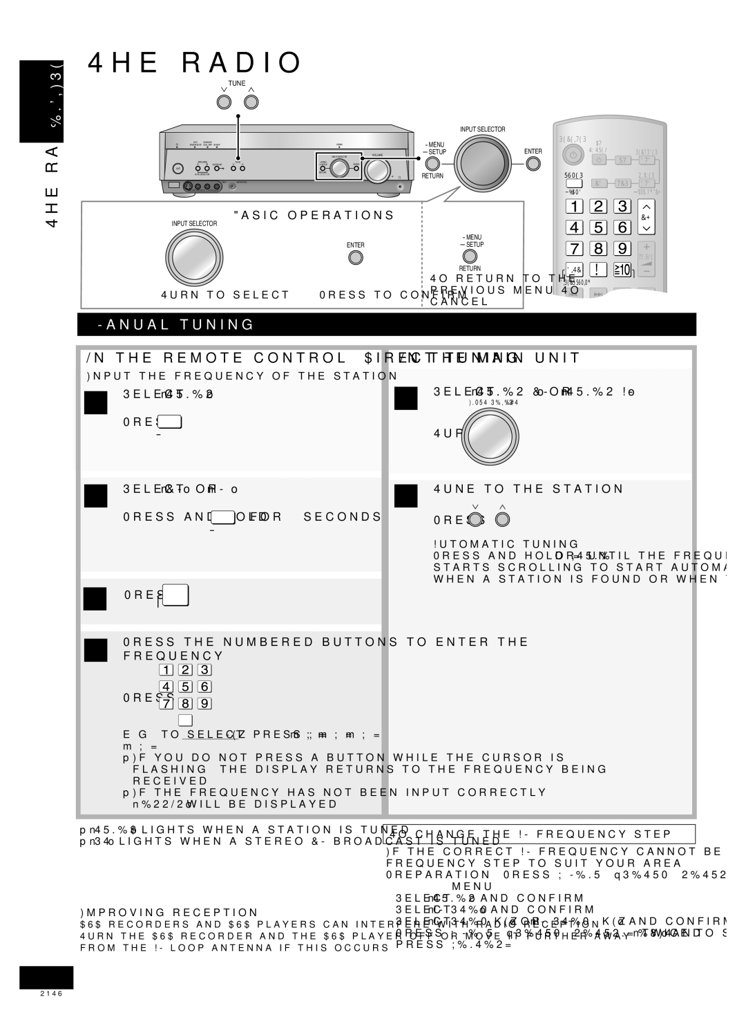 Panasonic SA-XR58 manual Radio, Manual tuning, On the remote control Direct tuning On the main unit 