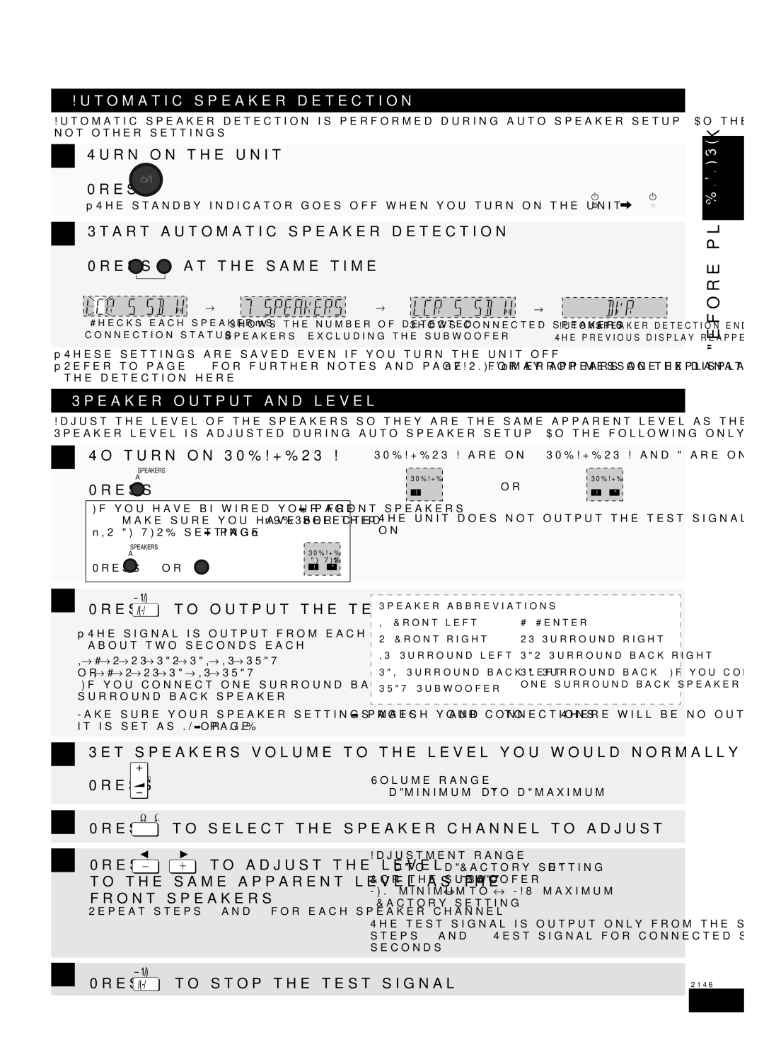 Panasonic SA-XR59 manual Automatic speaker detection, Speaker output and level 