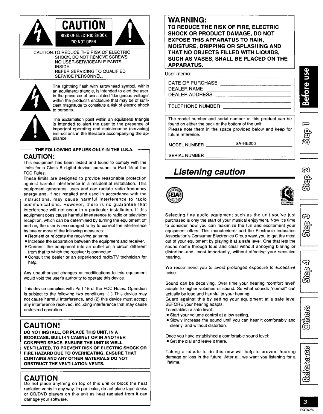 Panasonic SA-HE200, SAHE200S manual 