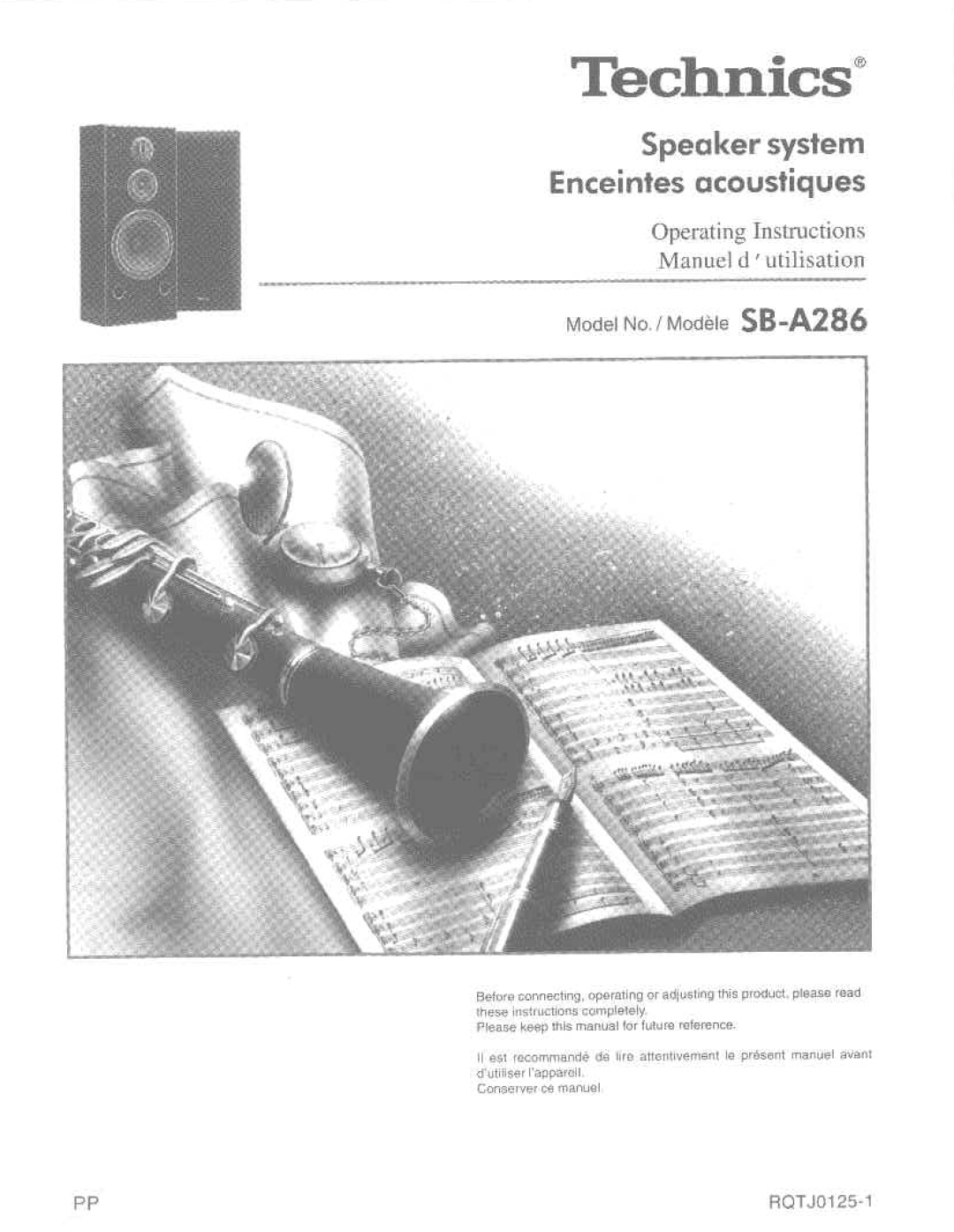 Panasonic SB-A286 manual 