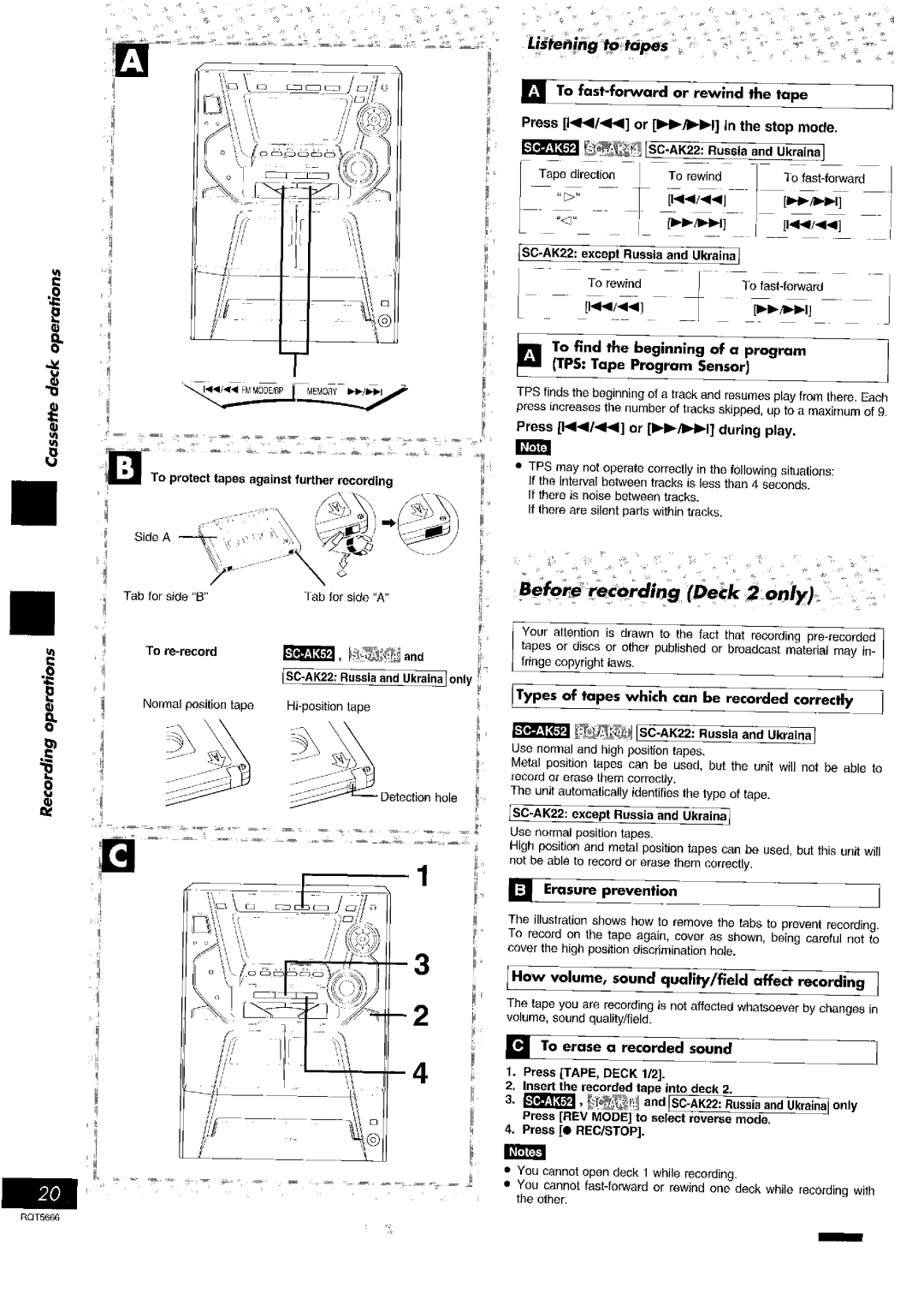 Panasonic SC- AK42, SC- AK54 manual 