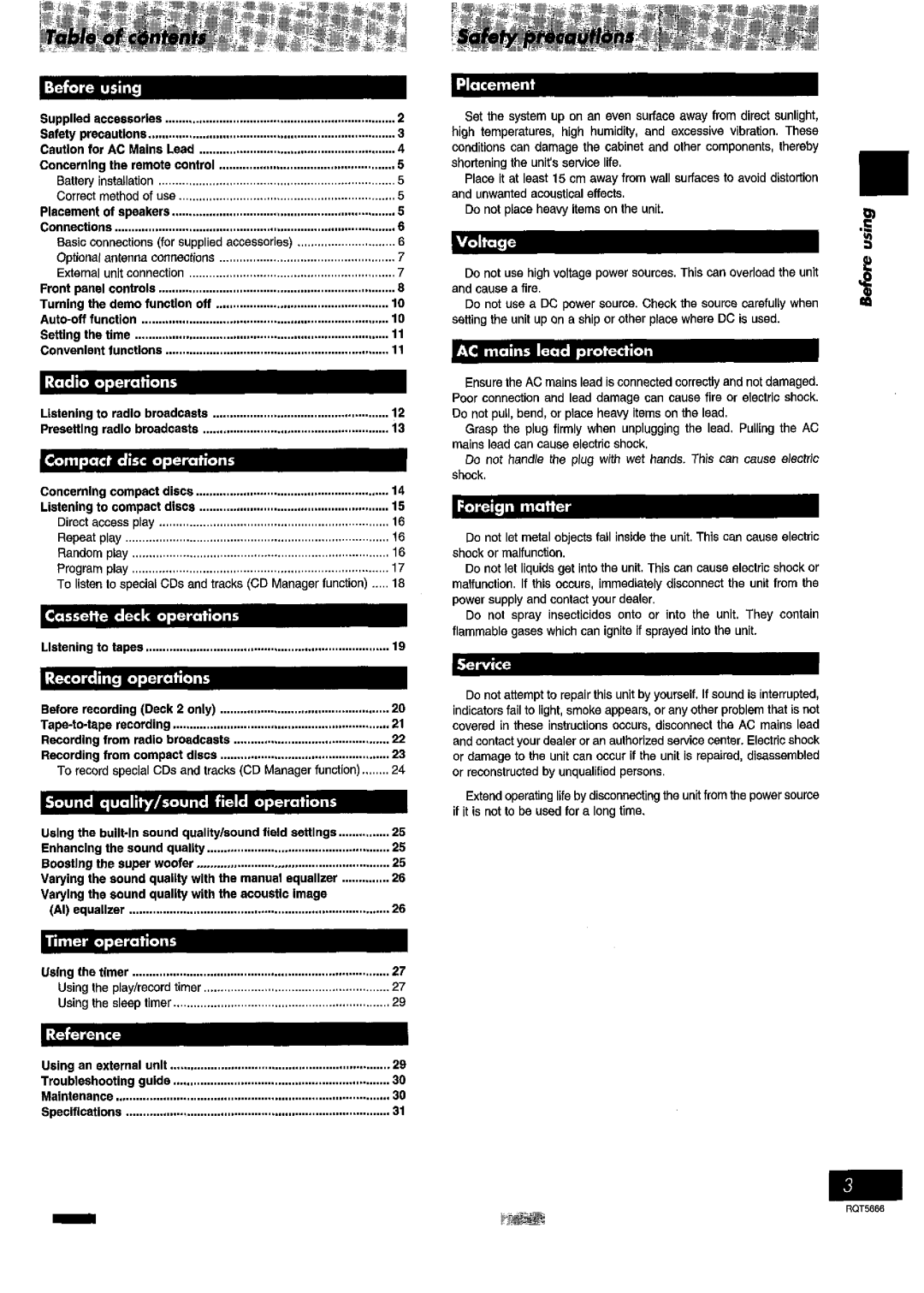 Panasonic SC- AK54, SC- AK42 manual Using the sleep timer Using an external 