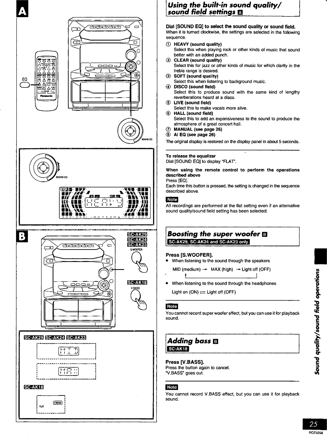 Panasonic SC-AK18, SC-AK24, SC-AK29, SC-AK23 manual 