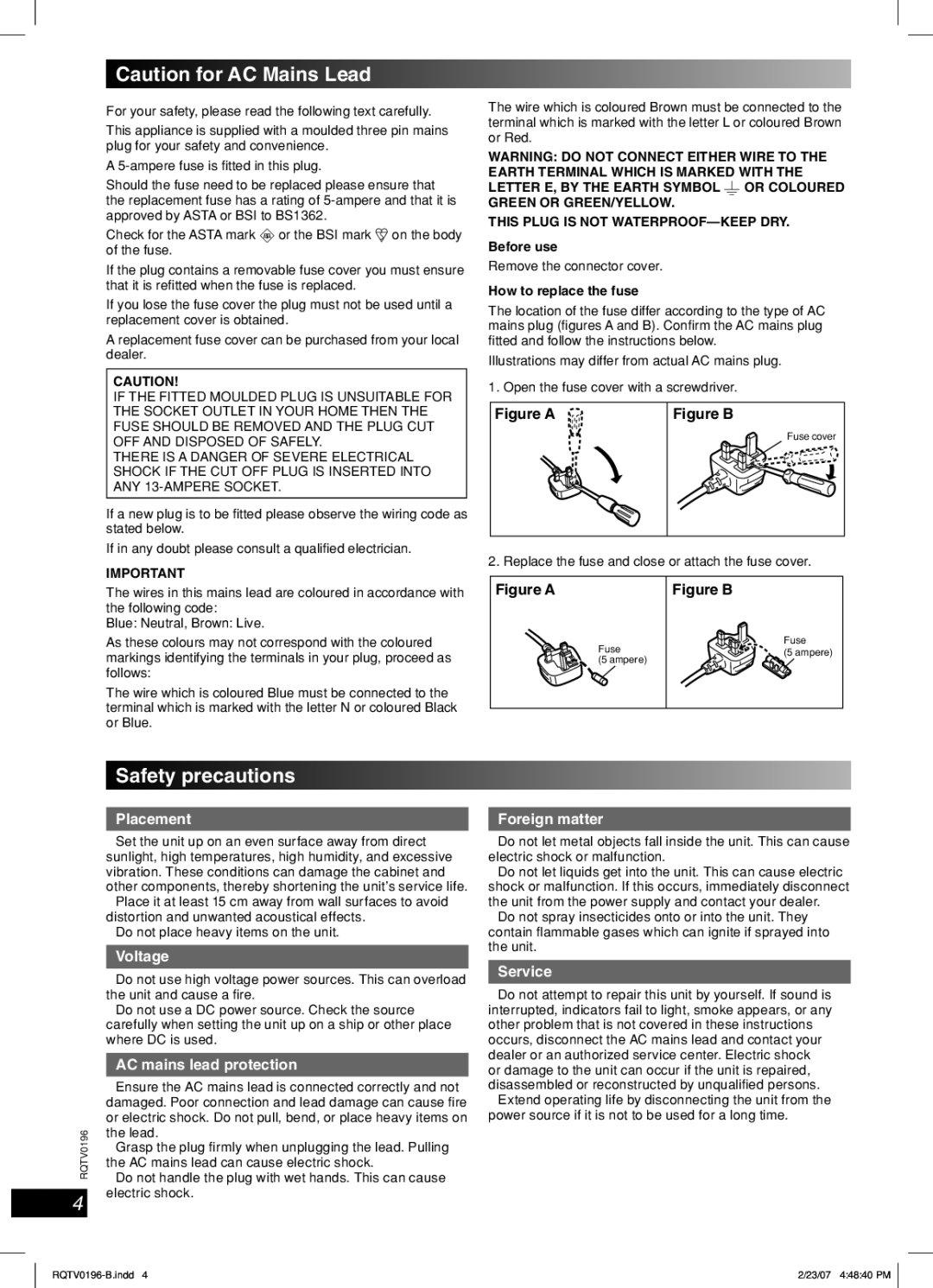 Panasonic SC-AK250, SC-AK350 operating instructions Safety precautions, Before use, How to replace the fuse 