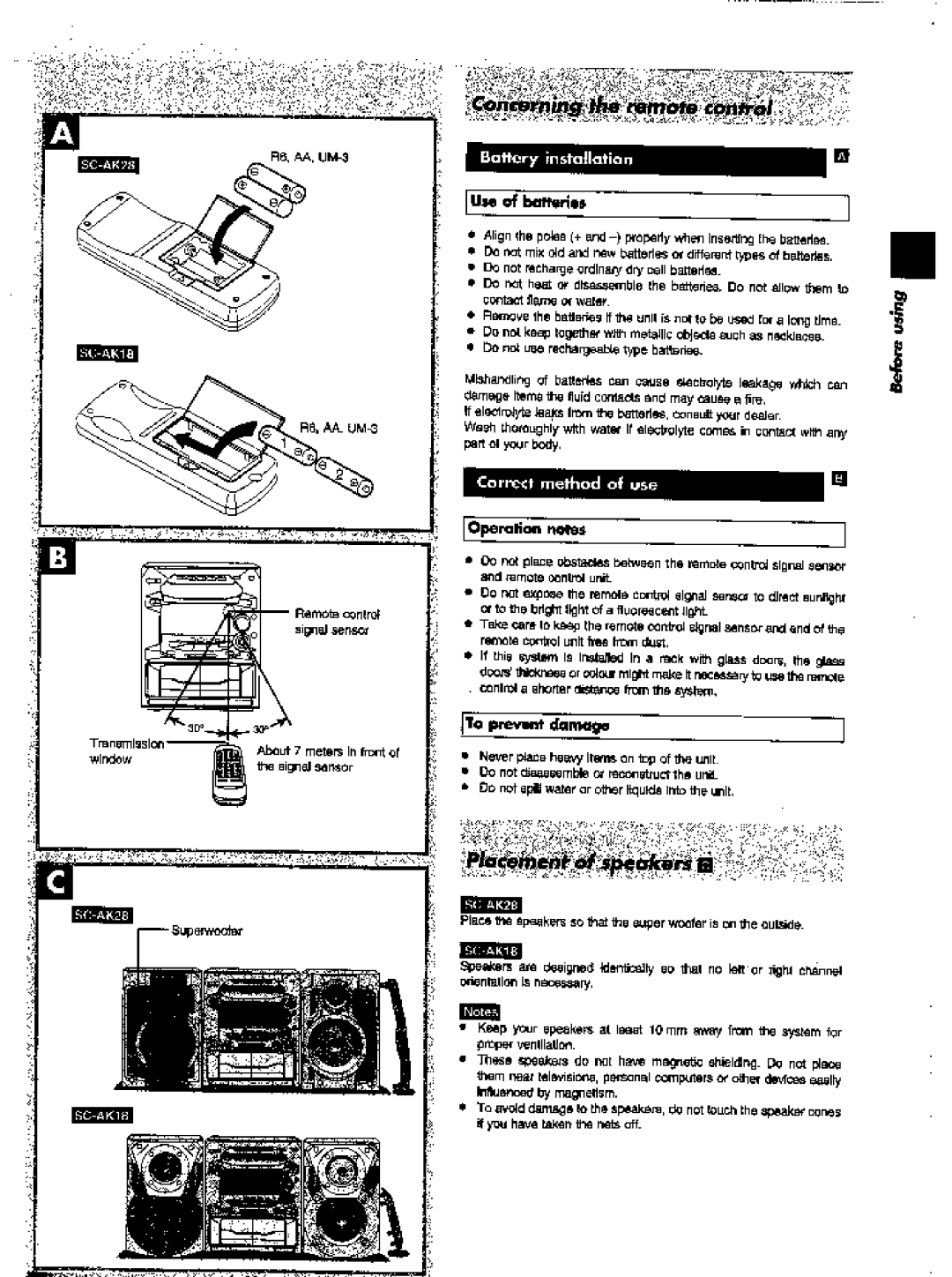 Panasonic SC-AK28 manual 