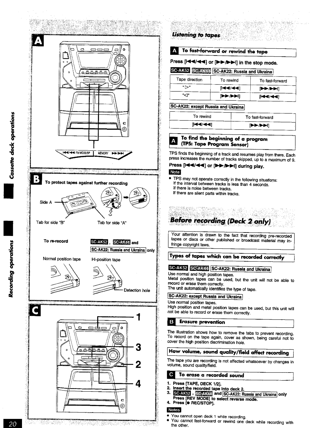 Panasonic SC-AK52 manual 