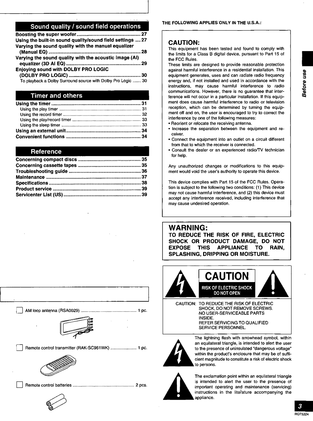 Panasonic SC-AK58 manual 