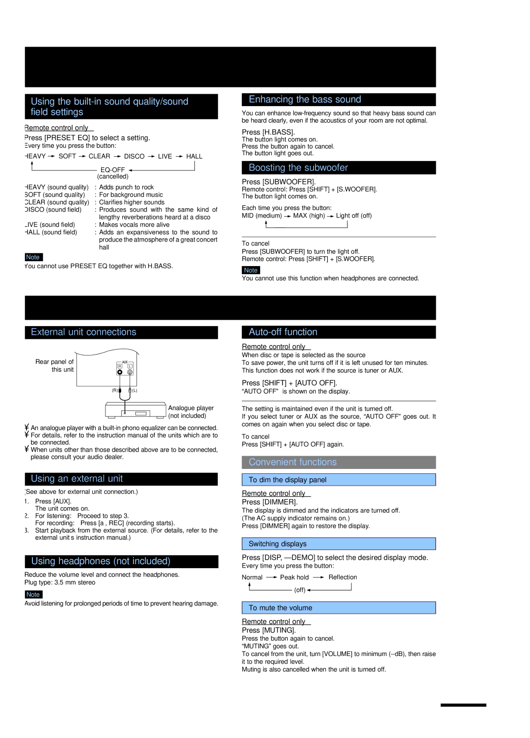 Panasonic SC-AK630 specifications Sound quality/sound field, Other functions 