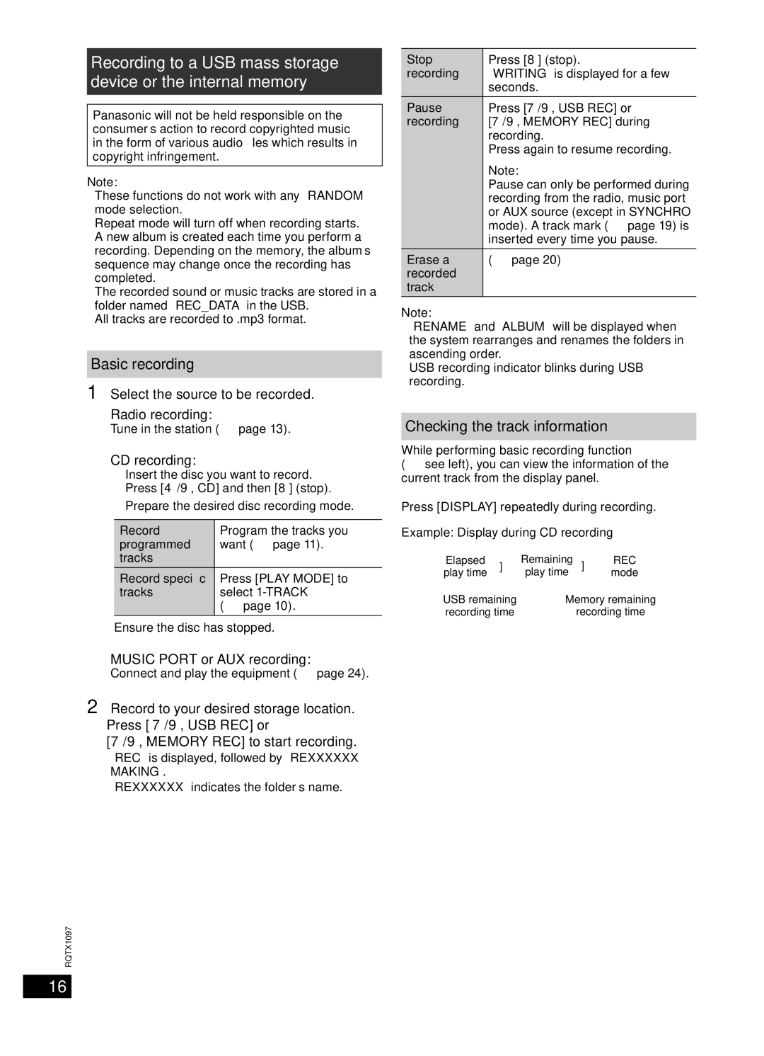 Panasonic SC-AKX50 operating instructions Basic recording, Select the source to be recorded Radio recording, CD recording 