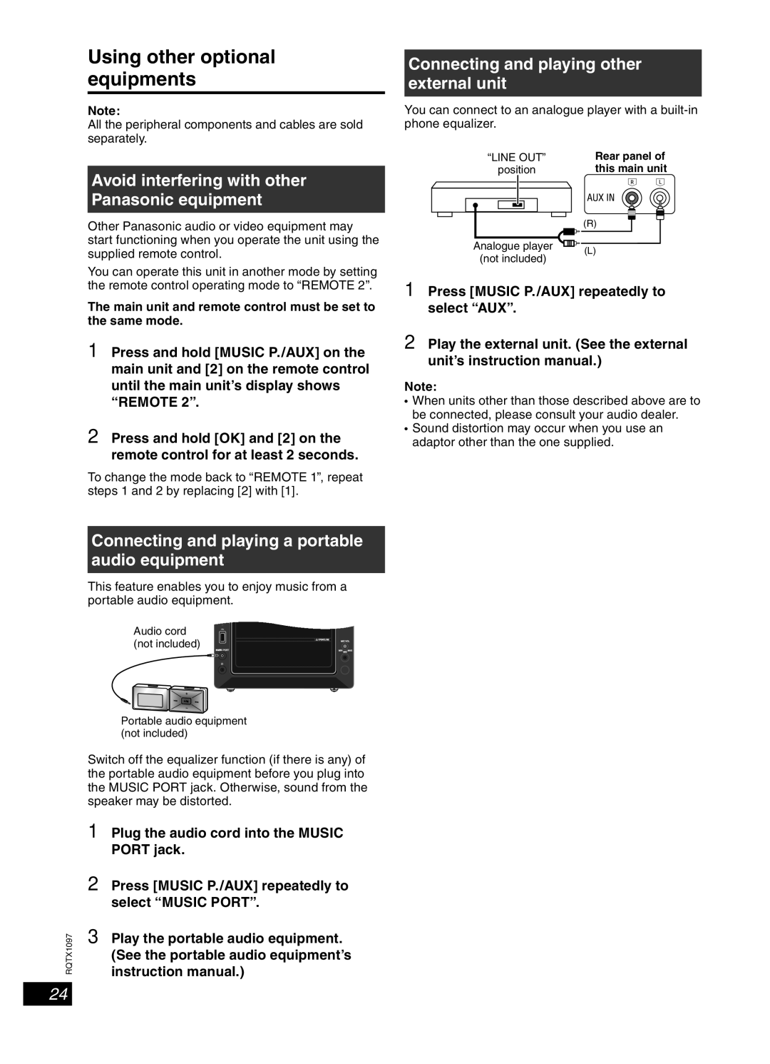 Panasonic SC-AKX50 operating instructions Using other optional Equipments 