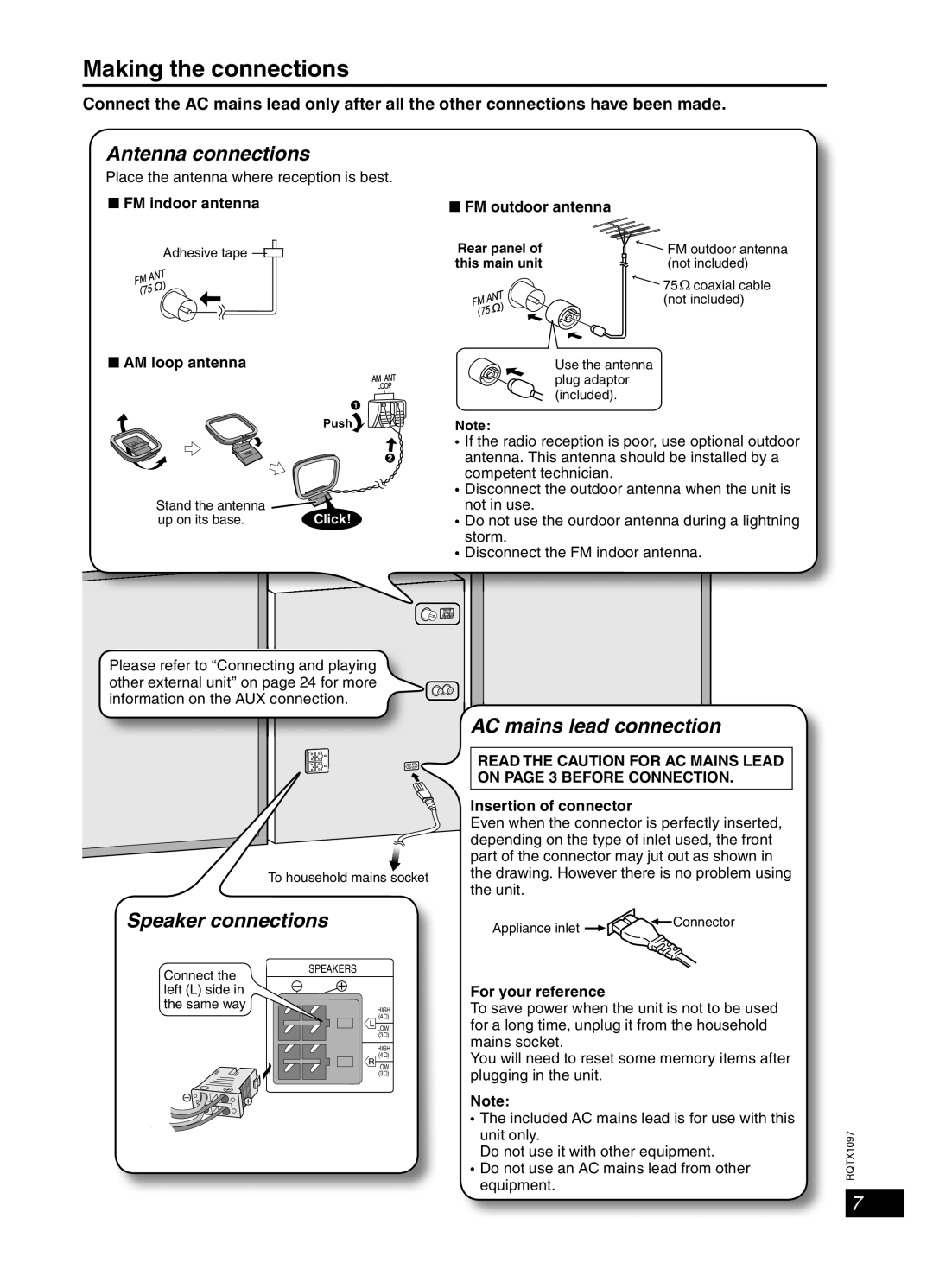 Panasonic SC-AKX50 operating instructions Making the connections 