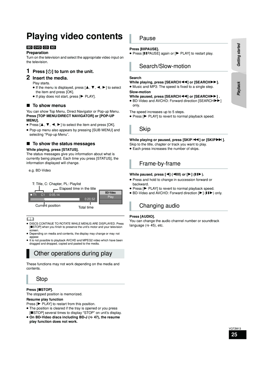 Panasonic SC-BT330, SC-BT730 operating instructions Playing video contents 