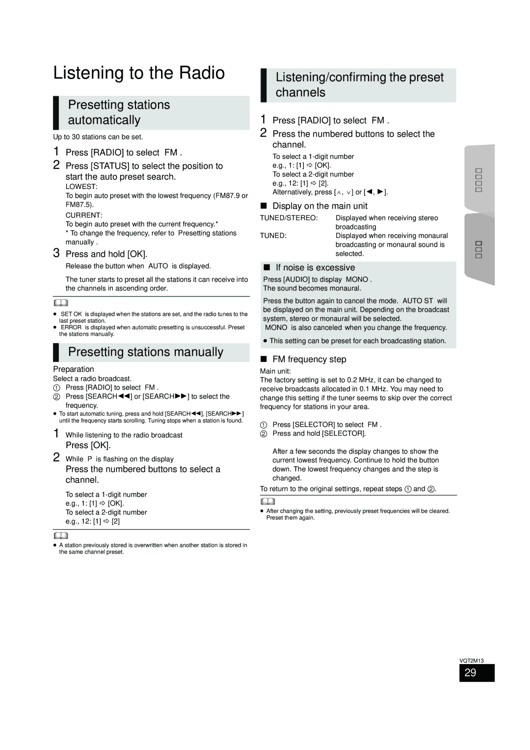 Panasonic SC-BT330, SC-BT730 Listening to the Radio, Presetting stations automatically, Presetting stations manually 