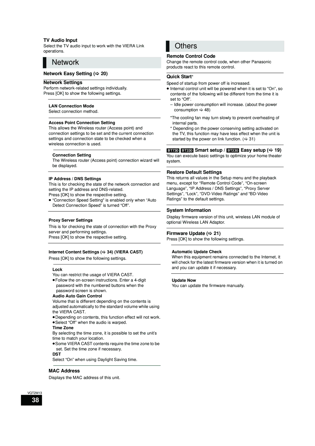 Panasonic SC-BT730, SC-BT330 operating instructions Network, Others 