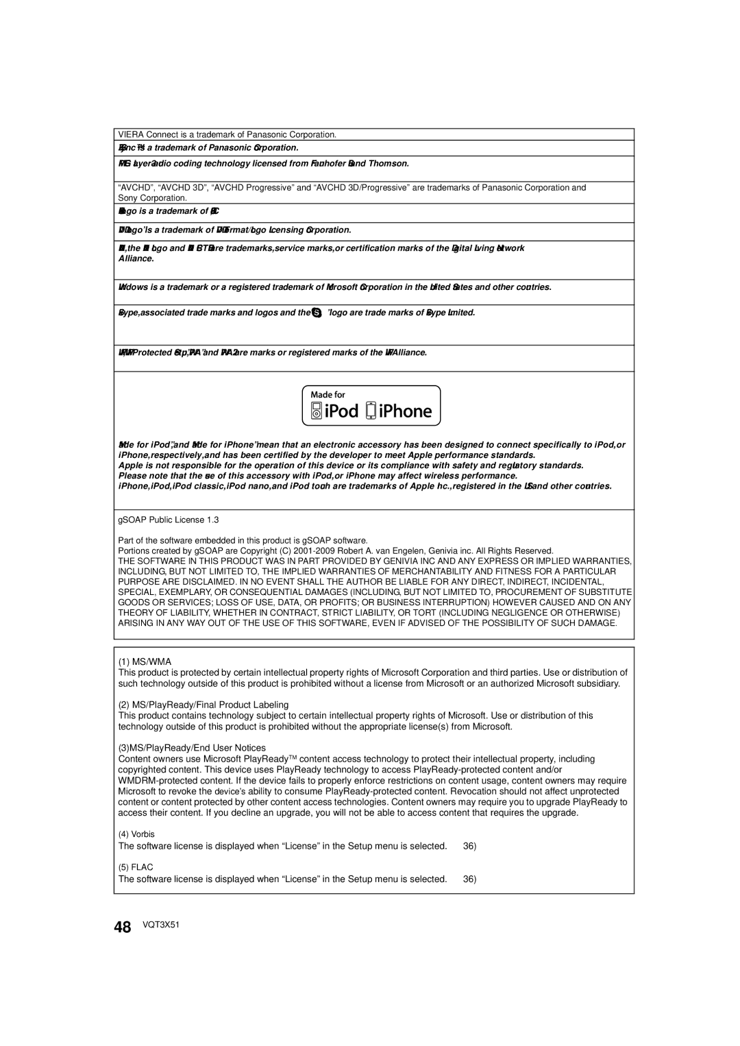 Panasonic SC-BTT 195, SC-BTT196, SC-BTT 190 Ms/Wma, MS/PlayReady/Final Product Labeling, 3MS/PlayReady/End User Notices 