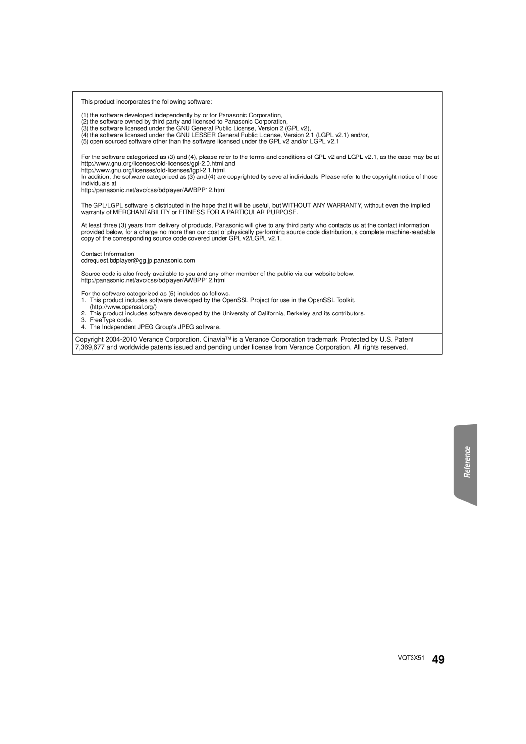 Panasonic SC-BTT196, SC-BTT 195, SC-BTT 190 owner manual Reference 