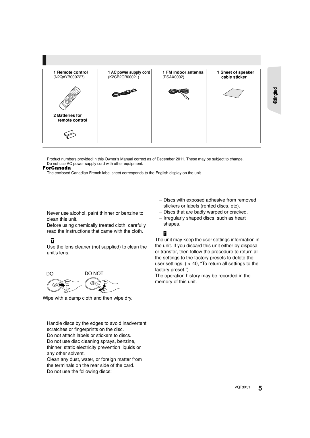 Panasonic SC-BTT 190, SC-BTT 195, SC-BTT196 owner manual Unit and media care, Accessories 