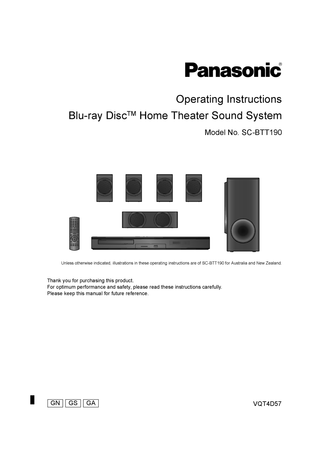 Panasonic manual Model No. SC-BTT190 