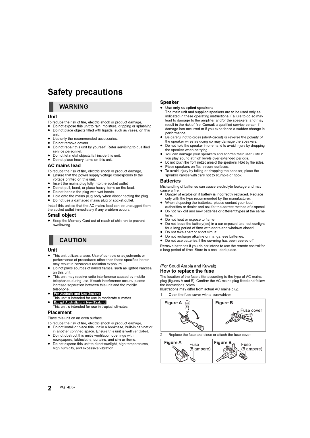 Panasonic SC-BTT190 manual Safety precautions 