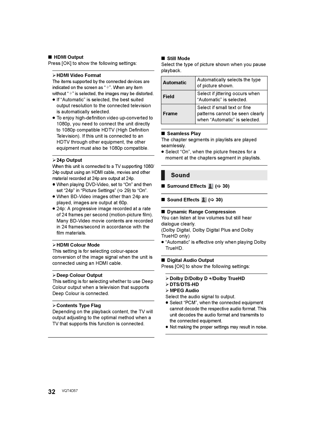 Panasonic SC-BTT190 manual Sound 