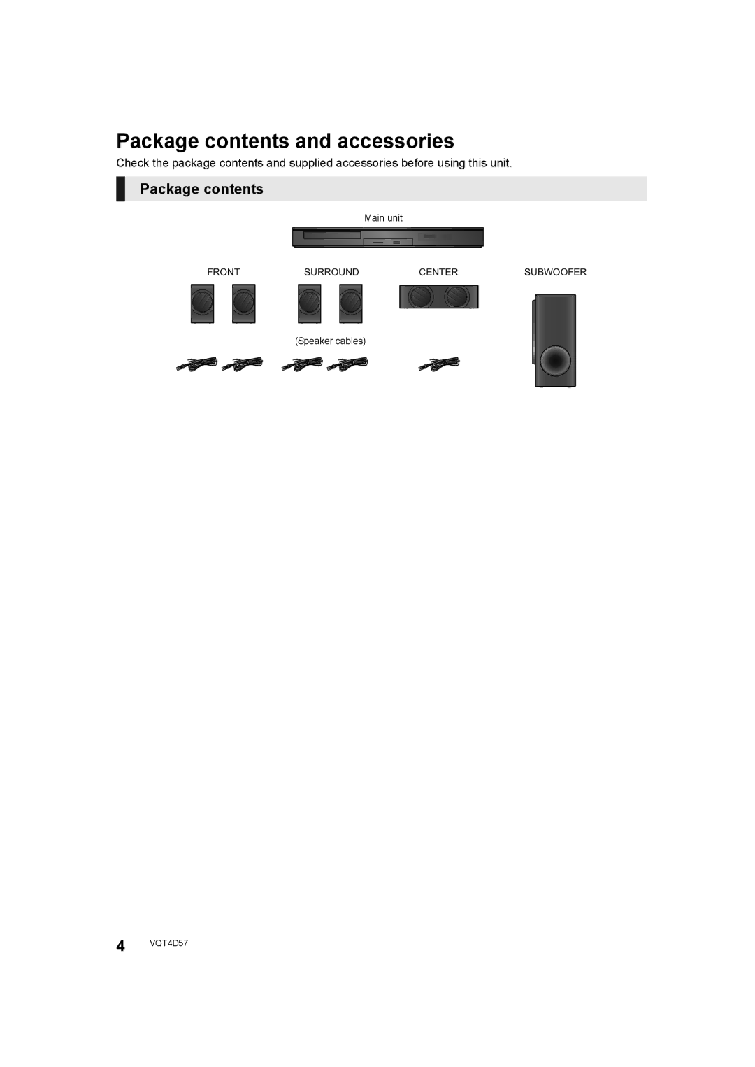 Panasonic SC-BTT190 manual Package contents and accessories 